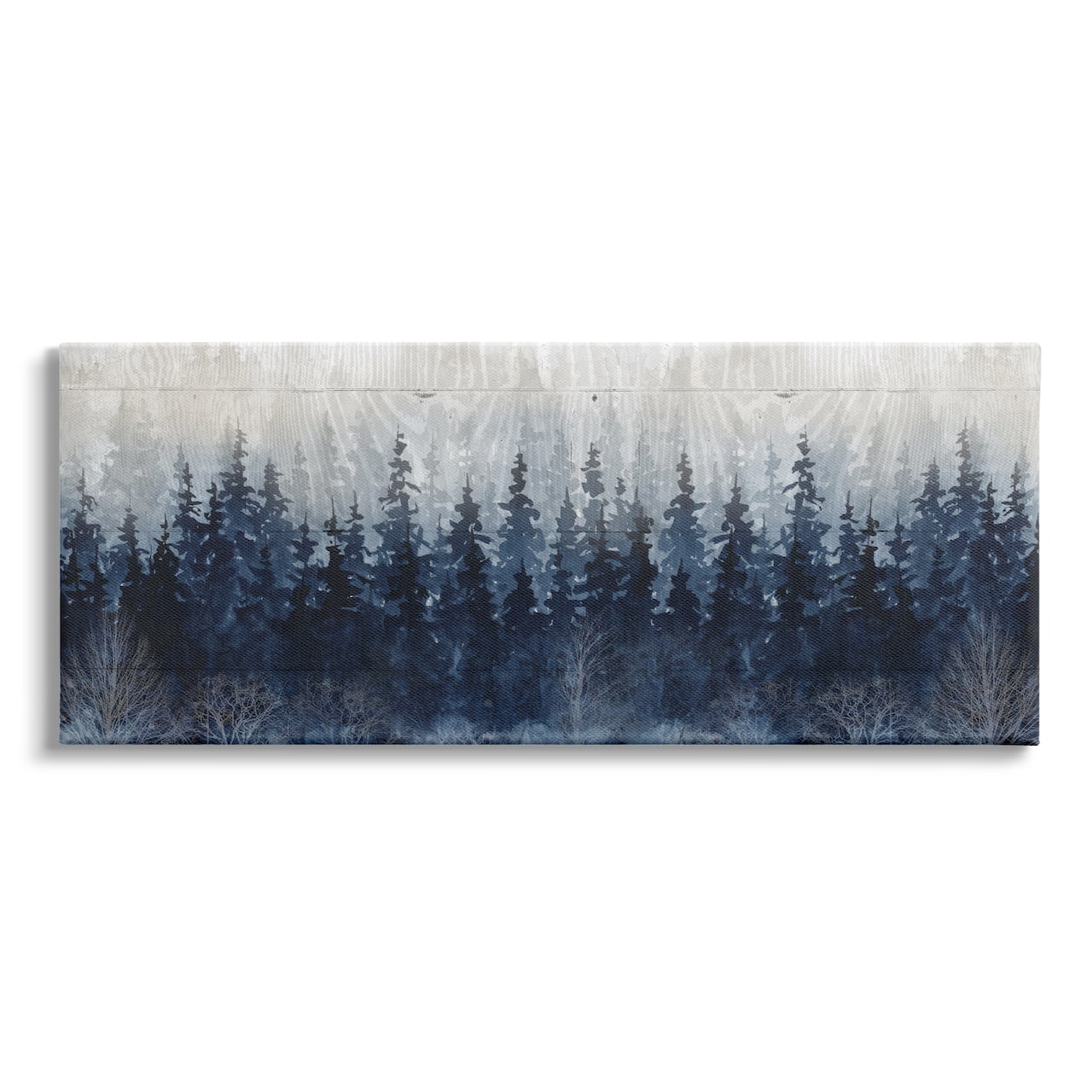 Stupell Industries Rustic Blue Forest Tree Line Fir Woodland Canvas Wall Art